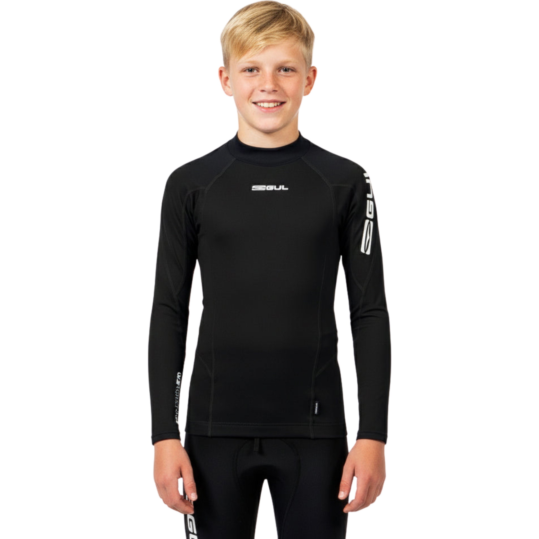 2026 Gul Junior UV Protection Long Sleeve Rash Vest RG0344-BKBK - Black